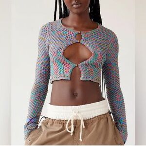 Urban Outfitters Piper Knit Cropped Multicolor Knit Cropped Sweater 🦋